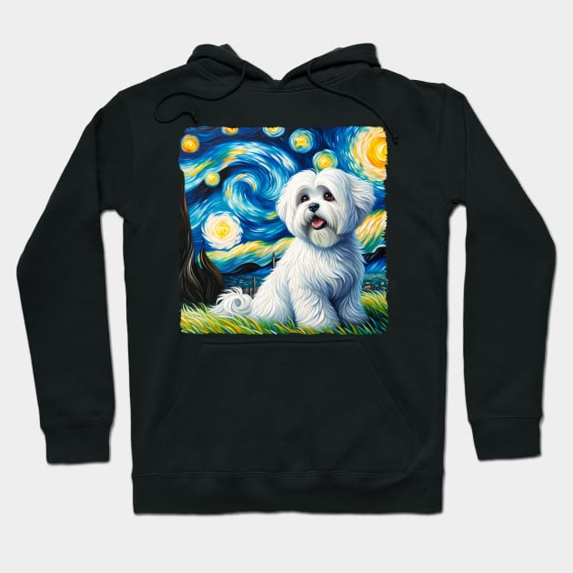 Starry Coton de Tulear Dog Portrait - Pet Portrait Hoodie by starry_night